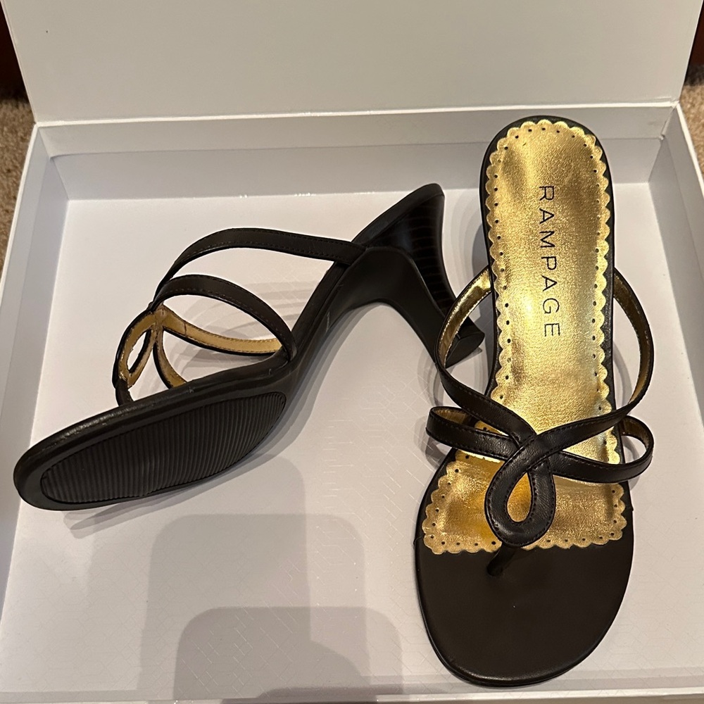 Rampage Brown and Gold Strappy Heels